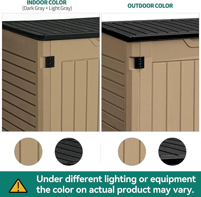 YITAHOME Outdoor Resilient Storage Shed, 35 Cu Ft Lockable Weatherproof Resin Unit, Fit for Garden Equipment, Simple Assembly (Brown)