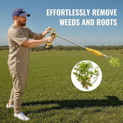 Weed Puller Tool,Electric Stand Up Weed Puller Tool, 21V Battery Powered w/ 2pcs 3000mAh,Heavy Duty 3-Claw Steel Root Weeder,for Dandelion Lawn Garden Yard