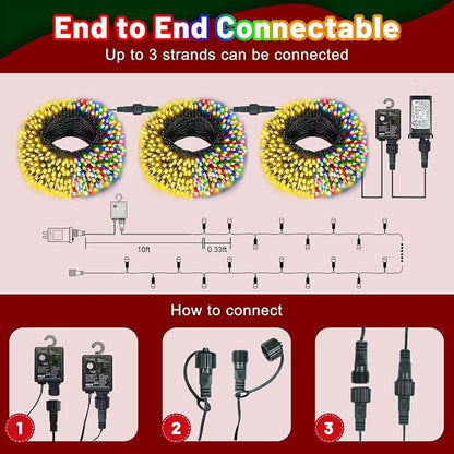 100FT 300 LED Color Changing Christmas Lights, Warm White & Multicolor Christmas Tree Lights with Remote, Waterproof String Light for Outside Indoor Home Patio Yard Party Garden Holiday Decorations