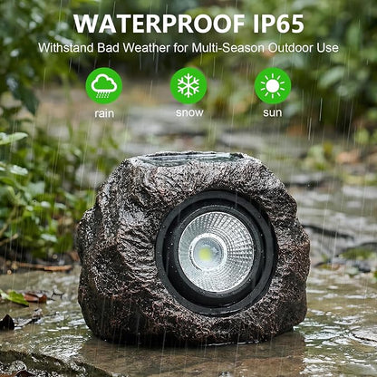 Candieslife Solar Rock Lights Outdoor Garden Waterproof - Super Bright LED Solar Spotlights, Solar Powered Landscape Path Decorative Garden Stone Lights for Pathway, Walkway, Yard, Patio (4 Pack)