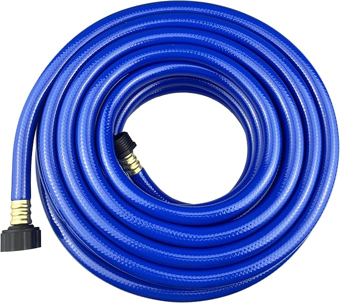 Darnassus PVC Garden Hose 1/2 Inch, 50 FT Flexible Water Hose Blue with Male and Female Plastic Fittings - No Leaking and Lightweight for Household Outdoors Lawns Patio