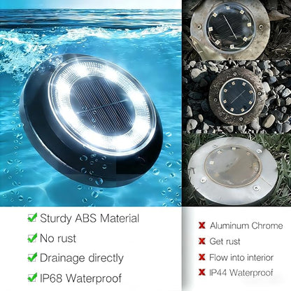 Flacchi Solar Lights Outdoor Waterproof - 2-in-1 Solar Powered Ground Lights Outdoor Solar Disk Light Landscape Light for Deck Step Patio Yard Pathway Walkway Driveway Garden (Cool White, 8 Pack)