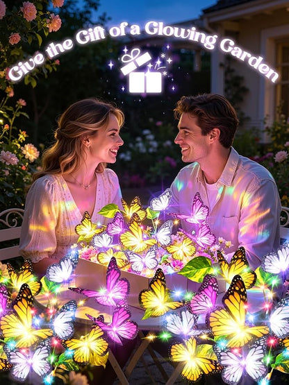Solar Lights Outdoor, 3 Pack Solar Garden Lights with 111 Colorful LEDs & 51 Realistic Silk Butterflies, IP65 Waterproof Outdoor Solar Light for Yard Patio Garden Decor, Gifts for Mom Grandma