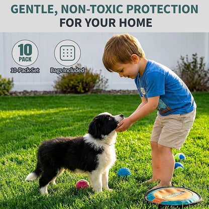 Deer & Rabbit Repellent Pouches, 10-Pack, Long-Lasting Outdoor Protection, Natural Peppermint & Garlic Oil Formula, Safe for Family & Pets, Weather-Resistant for Gardens, Lawns & Landscapes