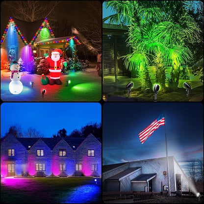20W RGBW Outdoor LED Landscape Lighting, Color Changing Spotlight with Remote, 1880LM IP66 Waterproof Spot Lights for Yard Garden Pathway Christmas Decoration, 120V Plug in US Cord, 2 Pack