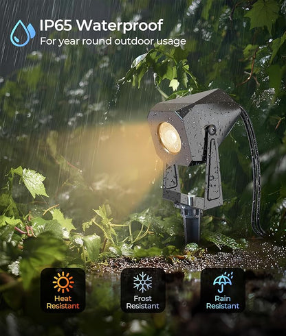 DeckTok Outdoor Landscape Lighting, 4 Pack Outdoor Spotlights, LED Low Voltage Landscape Lights for House Yard Garden Lawn Tree Fence Plant Flags Pathway, 12V 2700K Warm White, IP65 Waterproof