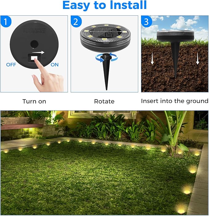 Peasur Mini Solar Ground Lights, 4 Pack Flat Solar Disc Lights Outdoor Waterproof, 2.3 Inch Small Solar Garden Lights Landscape Lighting for Outside Pathway Garden Yard Lawn Walkway,Warm White