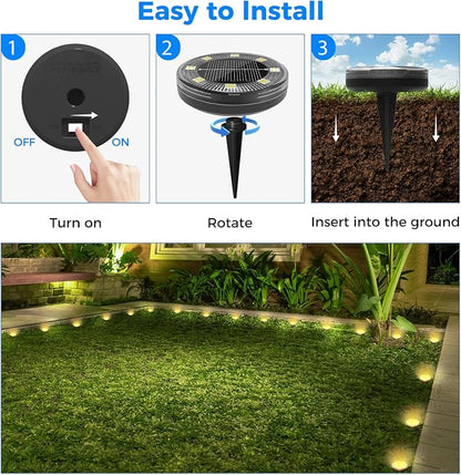 Peasur Mini Solar Ground Lights, 6 Pack Flat Solar Disc Lights Outdoor Waterproof, 2.3 Inch Small Solar Garden Lights Landscape Lighting for Outside Pathway Garden Yard Lawn Walkway,Warm White