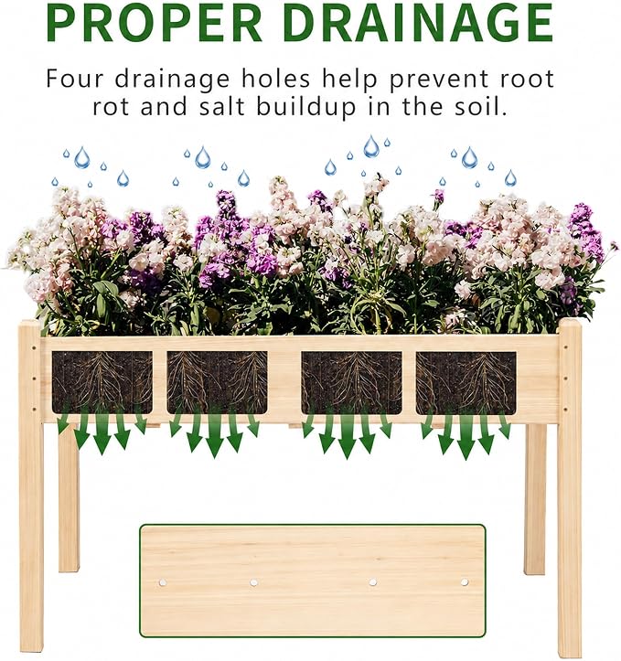 30" H Raised Garden Bed with Legs, Fir Wood Elevated Garden Bed Planter Box | Plant Stand Indoor/Outdoor for Tomato, Strawberry Herb Garden Planter