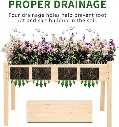30" H Raised Garden Bed with Legs, Fir Wood Elevated Garden Bed Planter Box | Plant Stand Indoor/Outdoor for Tomato, Strawberry Herb Garden Planter