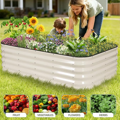 GoCampDriect 4 in 1 Raised Garden Bed - 5x3x1.4ft Galvanized Raised Garden Boxes Outdoor Corrosion Resistant | Variable Shape 6x2x1.4ft Metal Raised Garden Beds for Planting Vegetable, Fruits,Flower