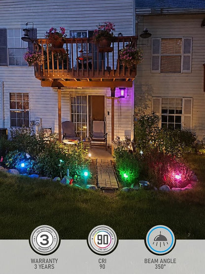 LEONLITE 4-Pack RGBCW Low Voltage Landscape Pathway Lights, 3W, CRI90 | Color Changing, 12-24V AC/DC, Aluminum, ETL, Multi-Color, Low Voltage LED Bollard Path Lights, for Walkway Yard Garden