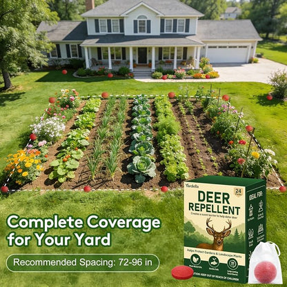 Powerful Deer Repellent Balls, Pest Repellent 24-Pack Deer Repellent for Garden & Outdoor Use, Natural Peppermint Oil Deer Deterrent to Keep Deer Away from Garden, Yard