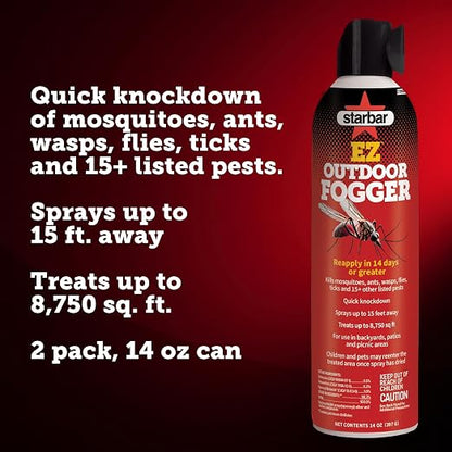 Starbar EZ Outdoor Fogger, 14 oz, 2-Pack, Mosquito & Flying Insect Fogger