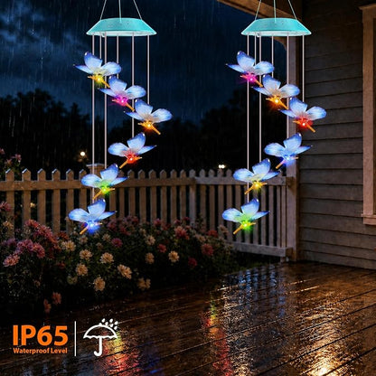 Toodour Solar Wind Chime, Color Changing LED Swaying Butterfly Wind Chimes, Upgrade Butterfly with Fluttering Wings, Waterproof Solar Outdoor Light Decor for Garden Window Patio, Gift for Mom Grandma