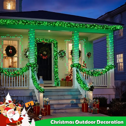 JMEXSUSS 2 Pack Solar Halloween Lights, Total 200LED Green String Lights | Outdoor Waterproof, 66FT 8 Modes Solar Christmas Lights for Outside Patio Christmas Tree Garden Yard Xmas Decorations