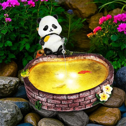 Panda Garden Decor This Outdoor Solar-Powered Panda Fishing Statue is Perfect for Decorating patios, courtyards, and lawns, and Makes an Excellent Gift for Gardening Enthusiasts