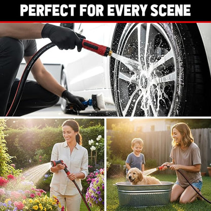 Garden Hose 50 ft x 5/8", NON-EXPANDABLE Heavy Duty Premium Flexible Water Hose, No Kink, Leakproof, Lightweight Hybrid Hose with Male to Female Fittings for Household&Backyard
