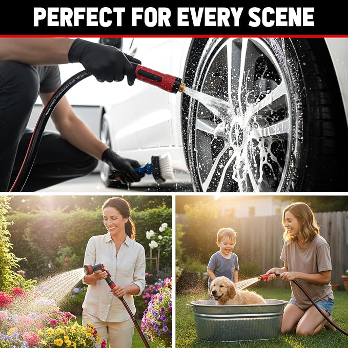 Garden Hose 75ft x 5/8", NON-EXPANDABLE Heavy Duty Premium Flexible Water Hose, No Kink, Leakproof, Lightweight Hybrid Hose with Male to Female Fittings for Household&Backyard