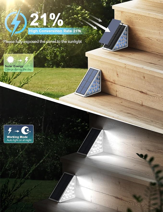AUDLES Solar Step Lights - Waterproof Outdoor Decor, IP67 Solar Lights for Yard, Patio, Garden, Walkways, Front Door, Pathway, Driveway (12)