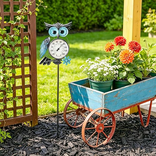 MUMTOP Outdoor Thermometer, Owl Outside Decor for Patio, Yard and Garden | No Battery Needed, Waterproof, Indoor and Outdoor, Easy to Read, Gifts Idea