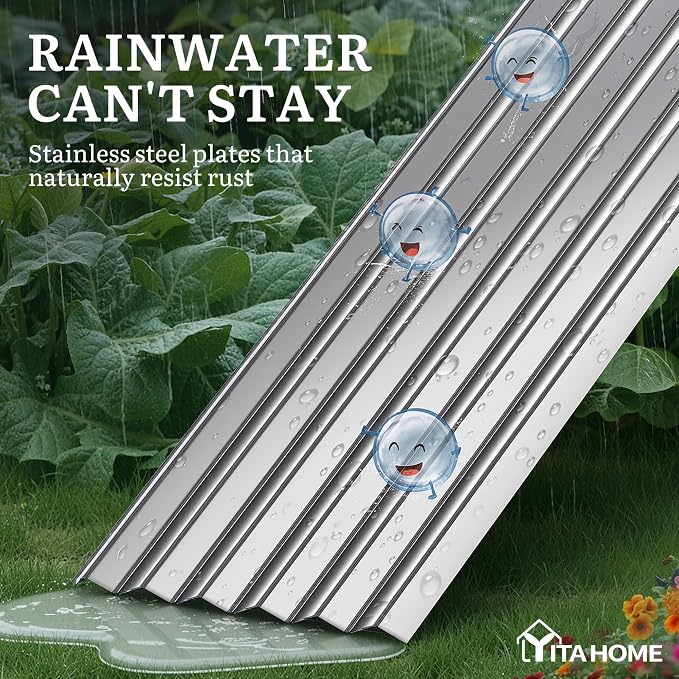 YITAHOME 8x4x1.5ft 2pcs Large Raised Garden Bed Kit, Galvanized Metal Planter Box with Gloves, Outdoor Above Ground Planters for Plants Vegetables Flowers, Silver Gray
