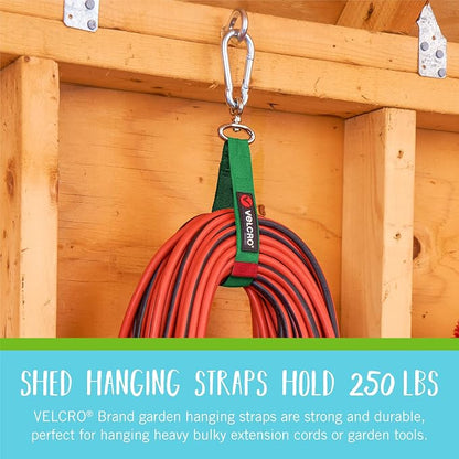 VELCRO Brand Easy Hang Garden Shed Straps | Holds 250 Pounds | Organize Outdoor Power Tools, Leaf Blowers | Perfect for Hanging Hedge Trimmers or Weed Eaters