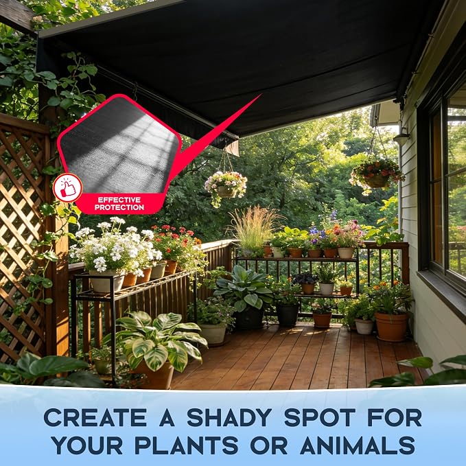 90% Sun Shade Cloth for Patio and Pergola, UV Protection HDPE Shade Net with Reinforced Edges and Grommets, Heat-Resistant Sunshade for Garden, Backyard, Deck, 8X20 FT