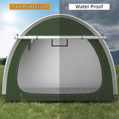 Bike Storage Shed, Oversized Storage Tent for 3-4 Bikes, Portable Foldable Garage/Garden Storage Tents, Waterproof Anti-uv Outdoor Bicycle Cover, Green