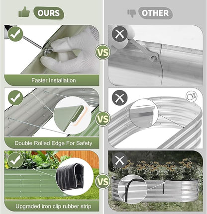 Galvanized Raised Garden Bed Outdoor- 2 Pcs Raised Beds for Gardening| Metal Planter Box, Steel Raised Garden Bed Kit with Gloves for Vegetables, Flower, Herbs (6x2x1.4FT, Green)