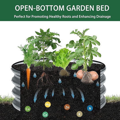 Gartist 2 Pcs 2x2X1 FT Round Galvanized Raised Garden Bed Kit, Silver Outdoor Planter Garden Bed, Metal Raised Box for Vegetables, Fruits, Flowers & Herbs