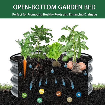 Gartist 2 Pcs 2x2X1 FT Round Galvanized Raised Garden Bed Kit, Black Outdoor Planter Garden Bed, Metal Raised Box for Vegetables, Fruits, Flowers & Herbs