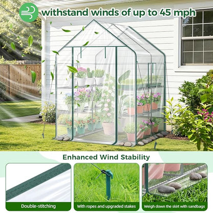 Ohuhu Plastic Greenhouse for Outdoors: Portable Walk in Plant Green House with Improved Transparent PVC Cover, 3 Tiers 12 Shelves Stands Small Greenhouses Backyard Green Houses for Outside Heavy Duty
