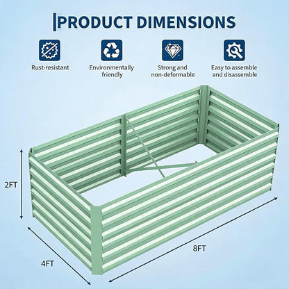 Garvee 2PCS 8x4x2ft Galvanized Raised Garden Bed Outdoor,Rust-Resistant Raised Garden Beds for Gardening, Easy Assembly Outdoor Garden Box & Planters