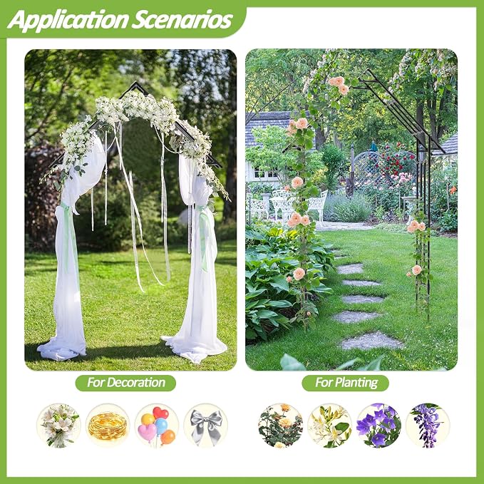Garden Arch Trellis - 48"L *98"H Gothic Abor Trellis with Reinforced Frame, Garden Trellis for Climbing Plants Outdoor, Heavy Duty Metal Archway for Backyard, Patio, Lawn, Balcony(20MM Pipe)