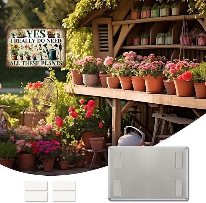 KLFHS Gardening Gifts, Garden Metal Wall Art Decor Yard Art Yard Signs Greenhouse Accessories, Vintage Gardening Signs for Garden Greenhouse Patios Home Decor
