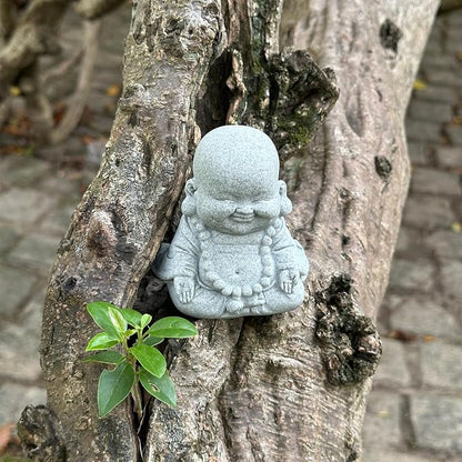 Mini Zen Meditation Buddha Statue, Tiny Sandstone Figurine for Garden Shelf | Mini monk figurine in meditation pose. Perfect for garden, fish tank, or home decor. Symbol of mindfulness and inner calm