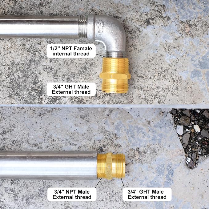 SIGURANTA Garden Hose Connectors, 3/4" GHT Male & 3/4" NPT Male Adapter - Brass Heavy Duty, Rust Proof Fittings for Pipe to Hose Conversion (3 Pack)