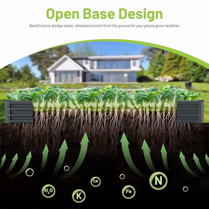 2PCS 8x2x1FT Galvanized Raised Garden Bed, Galvanized Planter Raised Garden Boxes Outdoor, Large Metal Raised Garden Beds for Vegetables-Grey