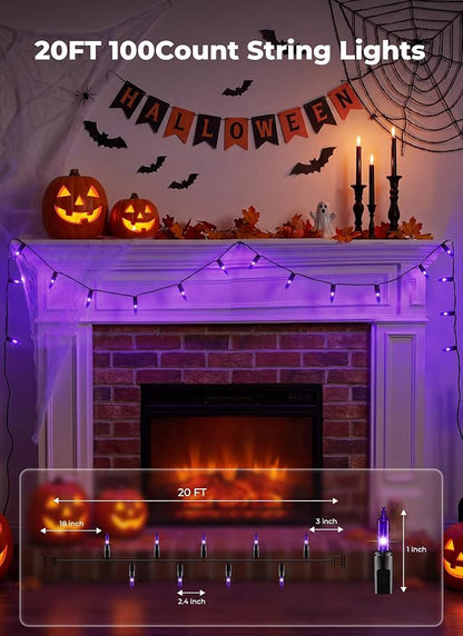 Minetom Halloween String Lights Outdoor 100 Count 20 Feet Incandescent Bulb Mini Lights for Christmas Indoor Garland Party Festival Decoration, Purple