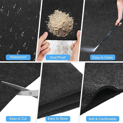 M METERXITY 3 mm Thickened Outdoor Storage Shed Mat, 4.9x9.2 ft Waterproof Shed Flooring Mat for Patio Furniture Floor Protecting from Wear/Liquid/Dust/Oil, Non-Slip Felt Rubber Rug Pad [Grey]