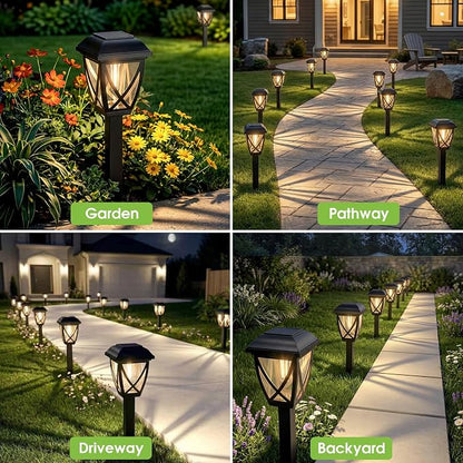 Greluna Solar Pathway Lights Outdoor 10 Pack, Auto On/Off Waterproof Solar Garden Lights, Energy Saving LED Landscape Outside Lights for Yard, Walkway, Patio & Driveway Decor