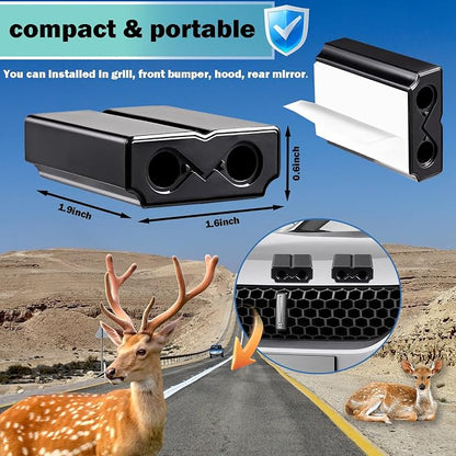 Deer Whistles for Car - Deer Horn for Vehicles, Trunks, Motorcycle, SUV, Deer deterrent Warning Devices Animal Alert for Cars with Extra Tapes（2 Pack）