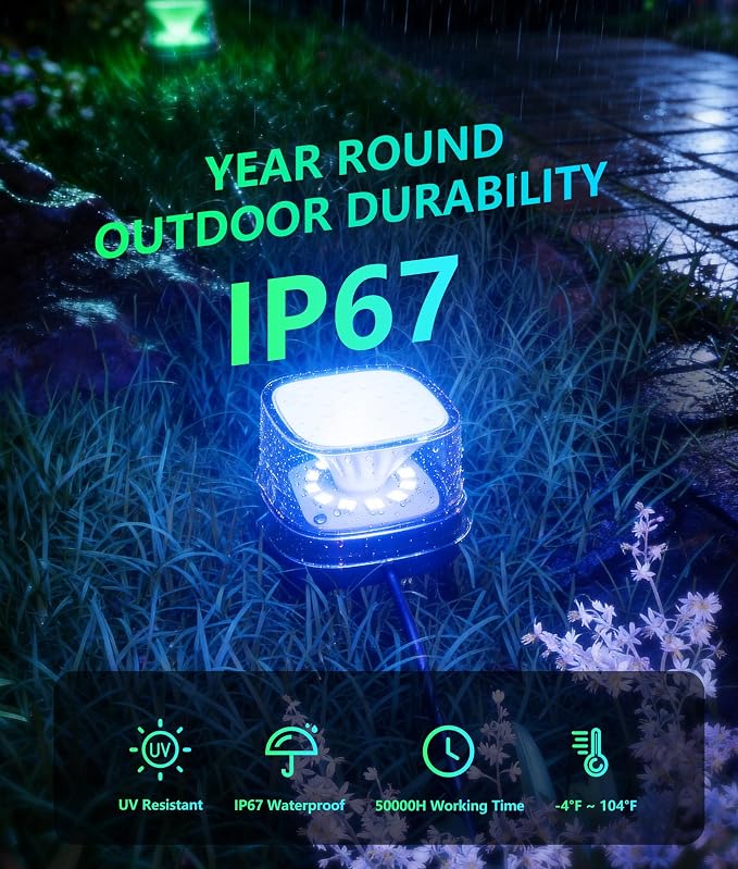 DeckTok Outdoor Ground Lights, 50ft Smart RGBCW LED Pathway Lights Work with Alexa, Google Assistant, 15 Pack IP67 Waterproof Landscape Lighting for Path Yard Lawn Patio Pool Fence and Party Decor