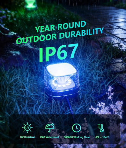 DeckTok Outdoor Ground Lights, 50ft Smart RGBCW LED Pathway Lights Work with Alexa, Google Assistant, 15 Pack IP67 Waterproof Landscape Lighting for Path Yard Lawn Patio Pool Fence and Party Decor