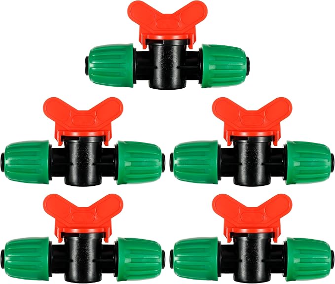 5 Pcs 1/2 Inch Drip Irrigation Switch Valve 1/2" Drip Irrigation Shut Off Valve Drip Irrigation Fittings Irrigation Valve for Drip System for Garden Water Flow Control