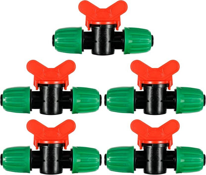 5 Pcs 1/2 Inch Drip Irrigation Switch Valve 1/2" Drip Irrigation Shut Off Valve Drip Irrigation Fittings Irrigation Valve for Drip System for Garden Water Flow Control