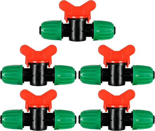 5 Pcs 1/2 Inch Drip Irrigation Switch Valve 1/2" Drip Irrigation Shut Off Valve Drip Irrigation Fittings Irrigation Valve for Drip System for Garden Water Flow Control