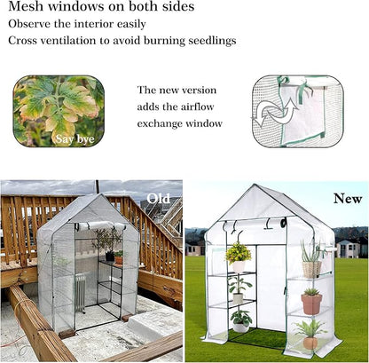 Mini Greenhouse,Greenhouses for Outdoors,Portable Walk in Green House for Garden Plants that Need Frost Protection and Away from Animals(56"x30"x76")-White