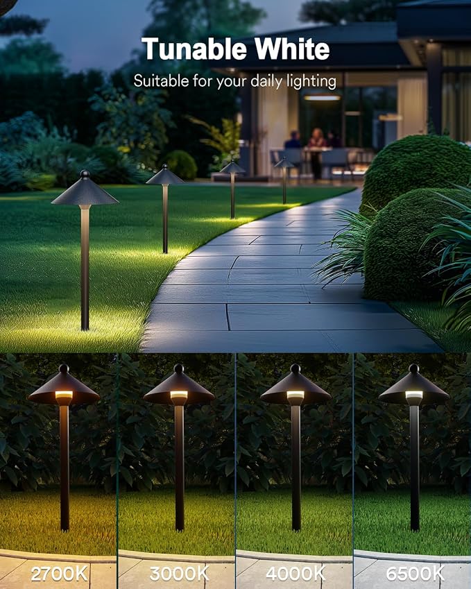 Lumary Smart Low Voltage Landscape Lighting 2000LM, IP65 Waterproof, Timer | DIY RGBAI/Cool/Warm light, 50+ Scenes, Custom Schedules, Works with Alexa/Google Home, Driveway/Pathway Lights, 4 Pack, 24V